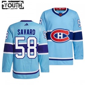 Montreal Canadiens Hockeydrakt David Savard 58 2022-23 Blå Reverse Retro 2.0 Adidas Authentic - Barn